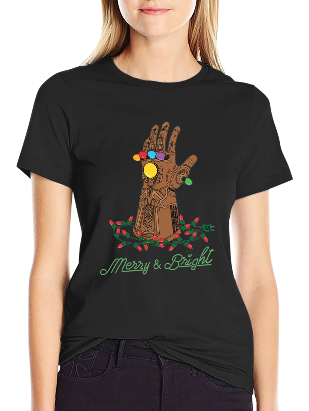 Merry & Bright Thanos Gauntlet Christmas T-Shirt