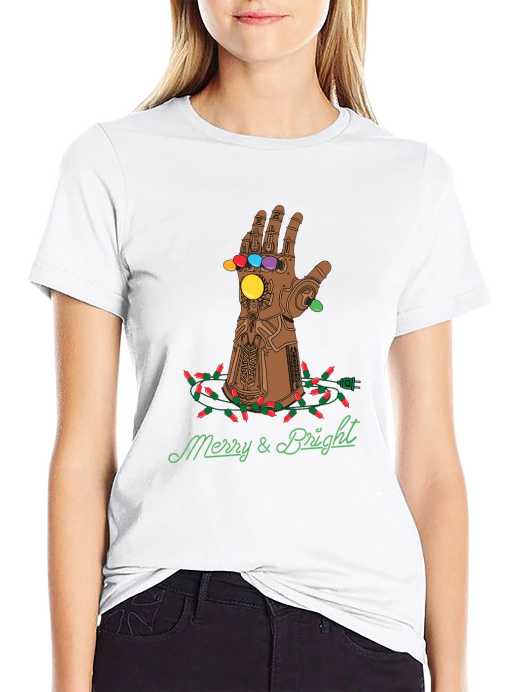 Merry & Bright Thanos Gauntlet Christmas T-Shirt