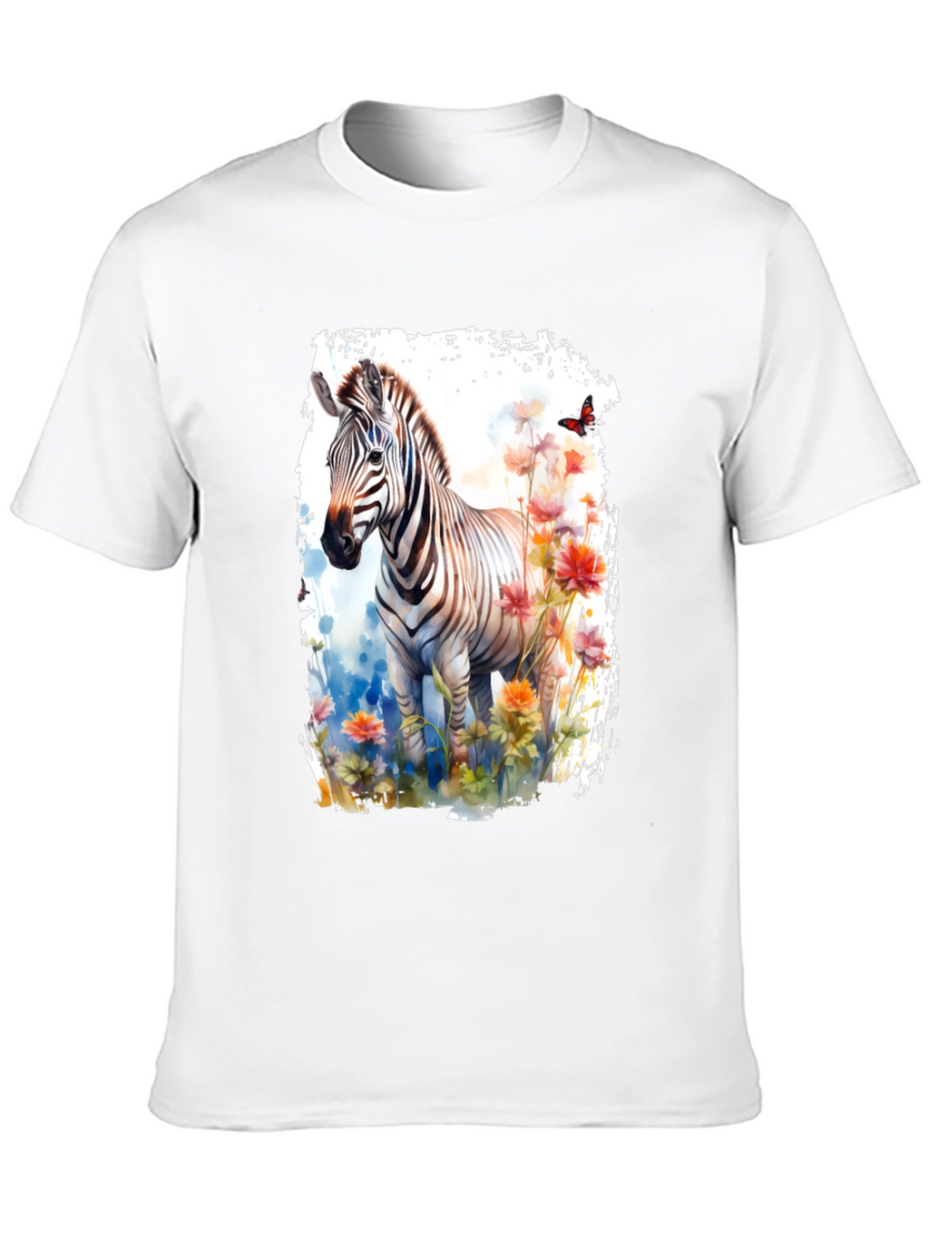 Zebra & Floral Graphic Black T-Shirt