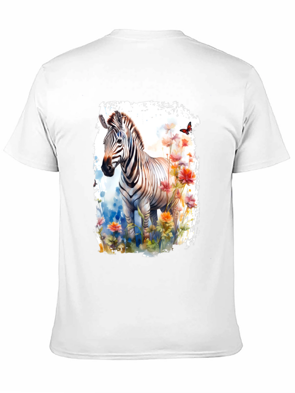 Zebra & Floral Graphic Black T-Shirt