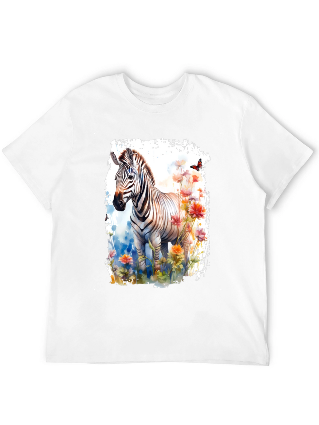 Zebra & Floral Graphic Black T-Shirt