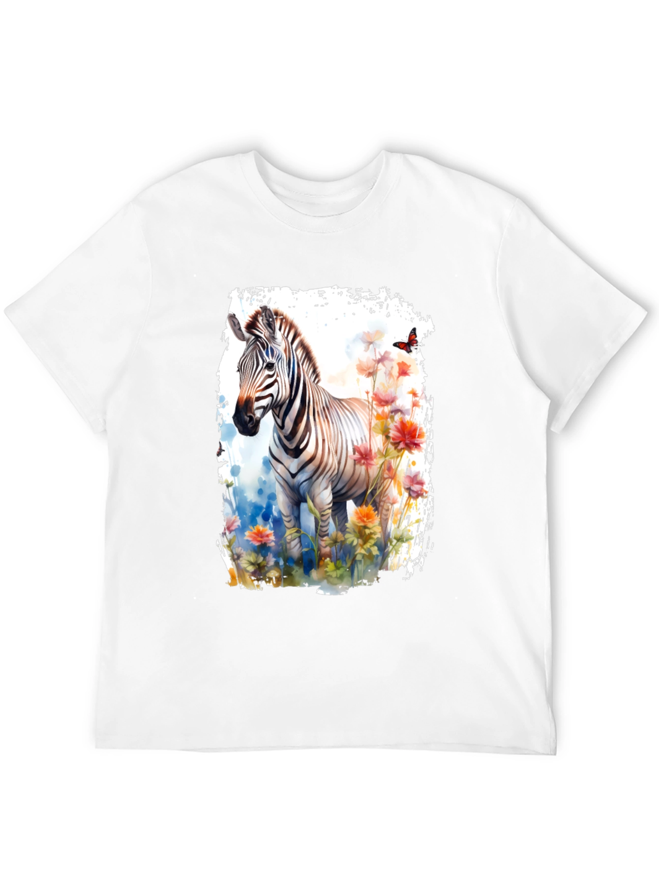 Zebra & Floral Graphic Black T-Shirt