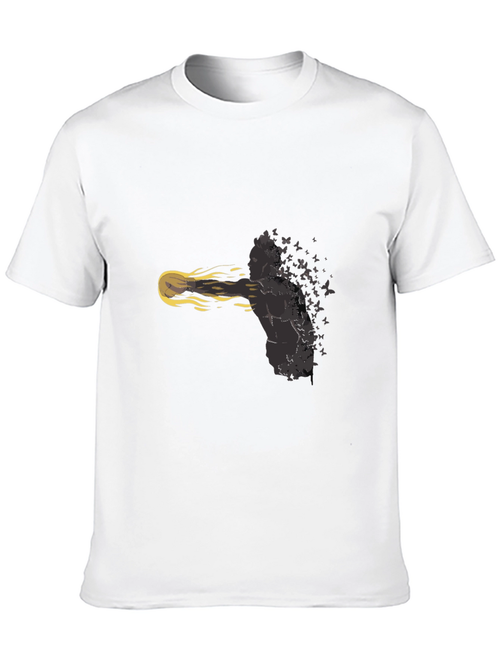 Mans Black T-Shirt: Butterfly Soul Design
