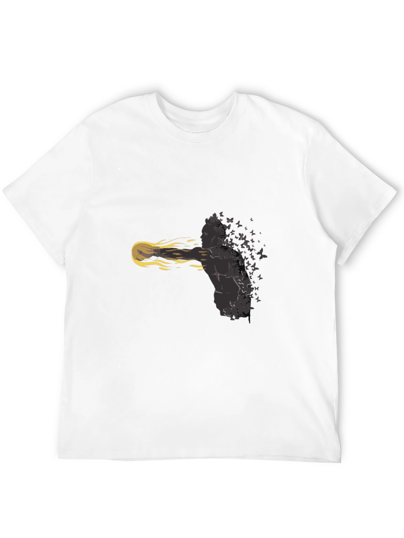 Mans Black T-Shirt: Butterfly Soul Design