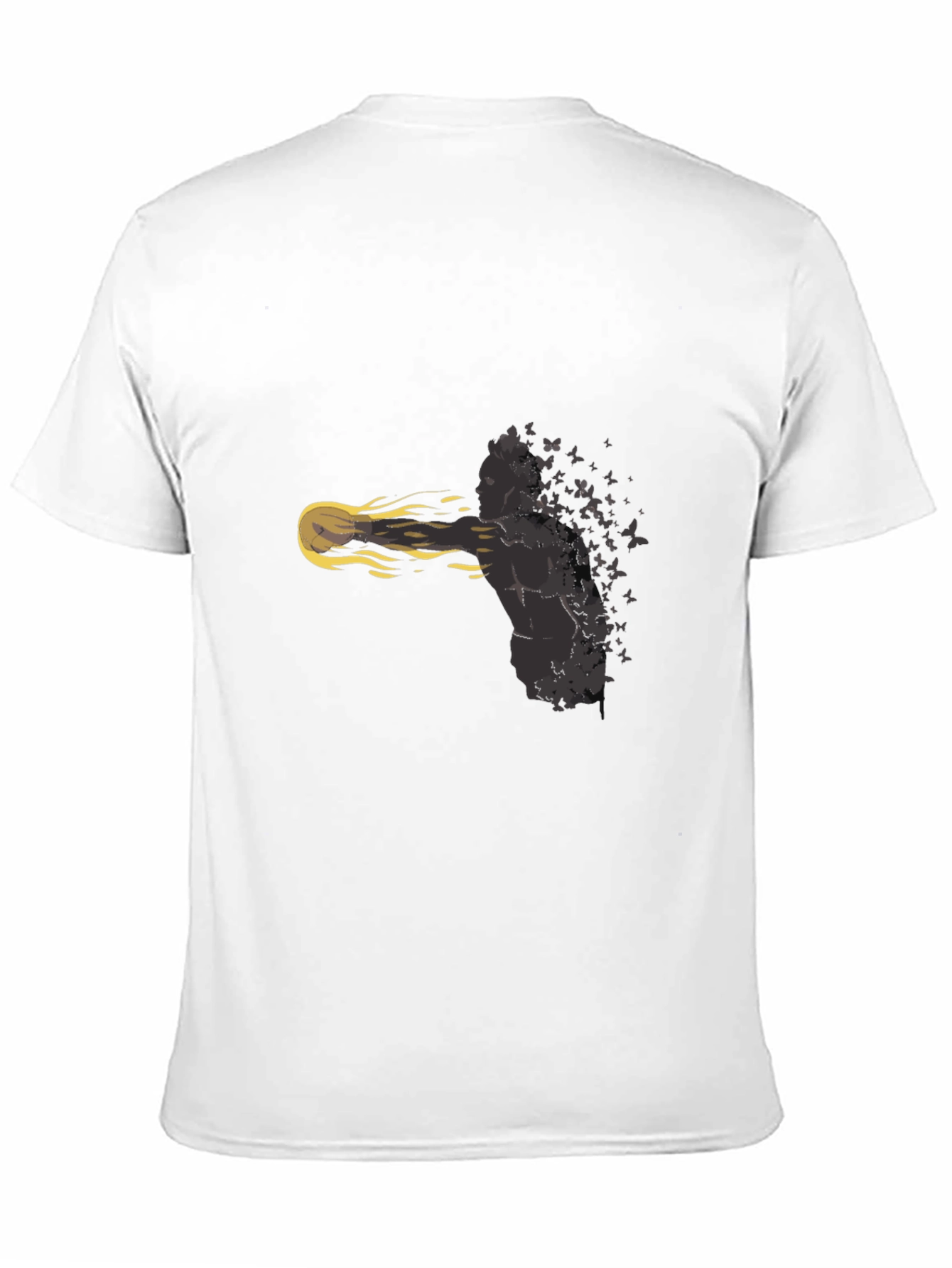 Mans Black T-Shirt: Butterfly Soul Design