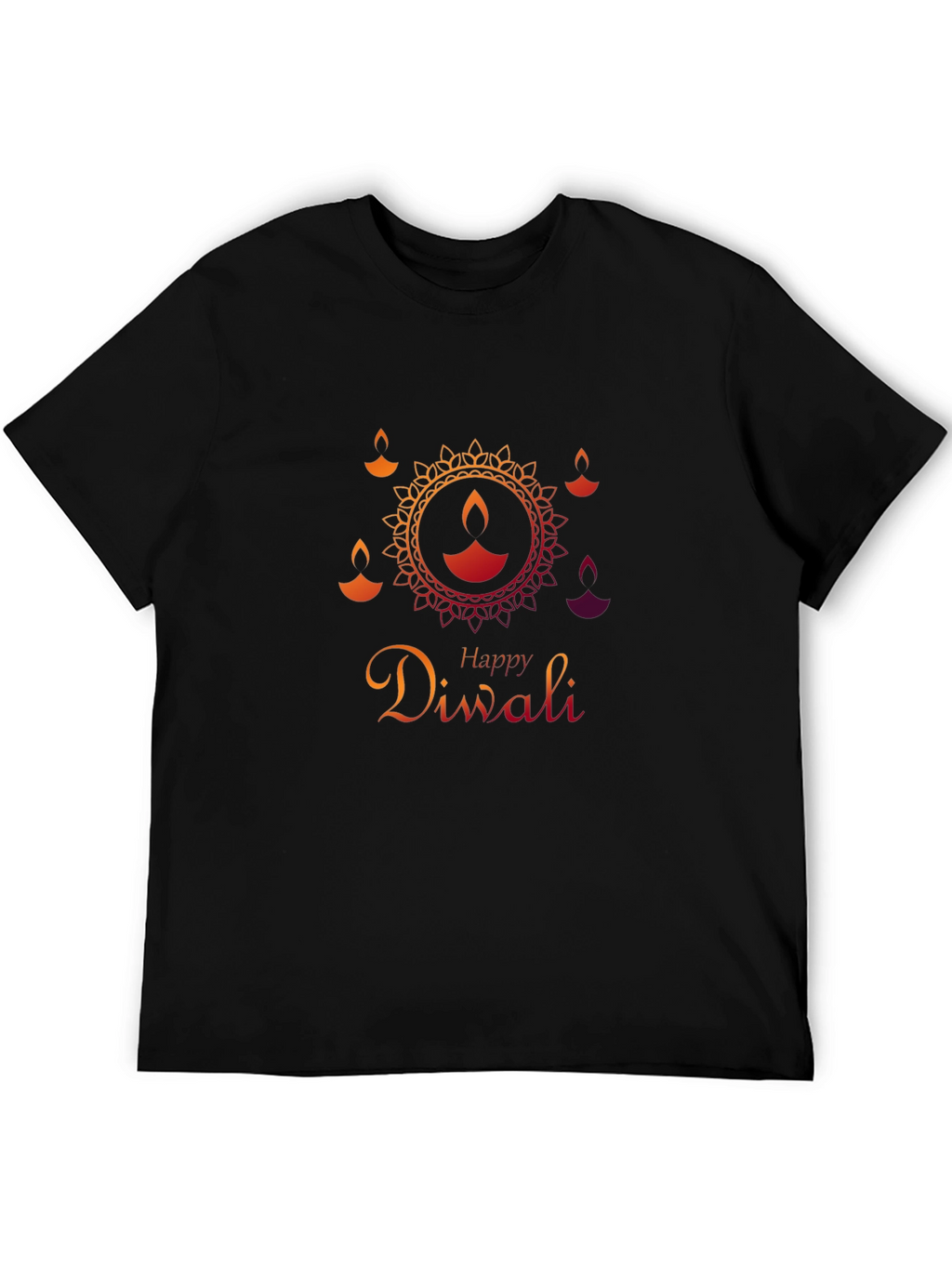 Happy Diwali Graphic Tee - Black Cotton Blend