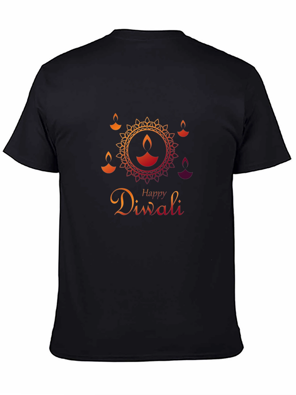Happy Diwali Graphic Tee - Black Cotton Blend