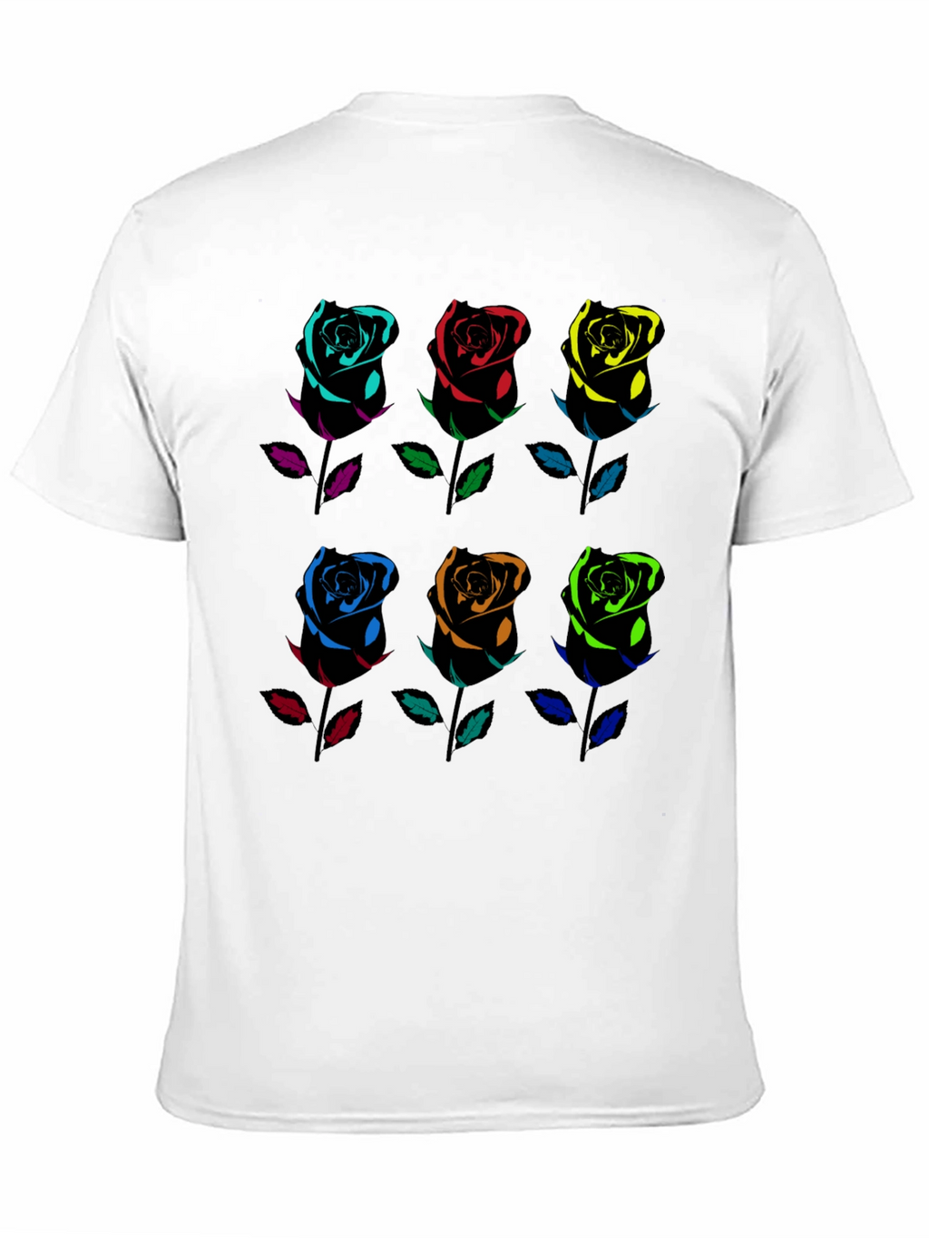 Rainbow Roses Graphic Tee - Black Cotton T-Shirt