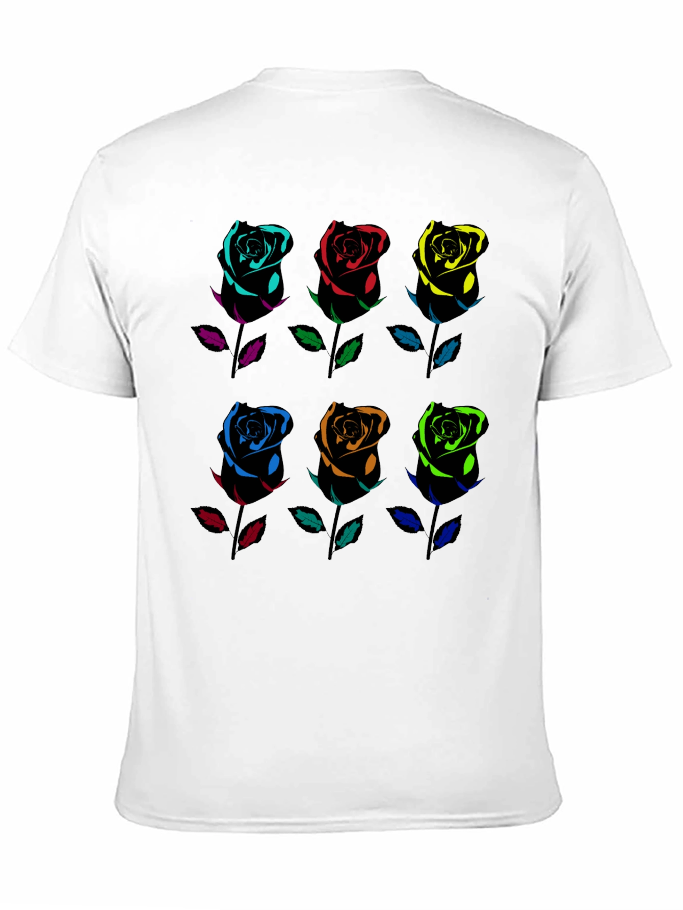 Rainbow Roses Graphic Tee - Black Cotton T-Shirt