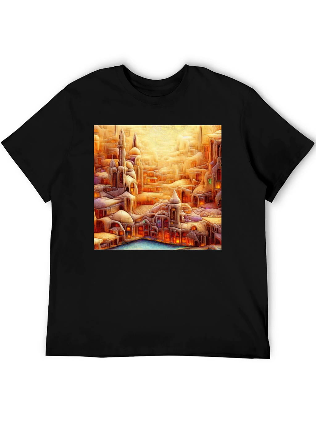 Fantasy Cityscape Graphic Tee - Unique Art T-Shirt