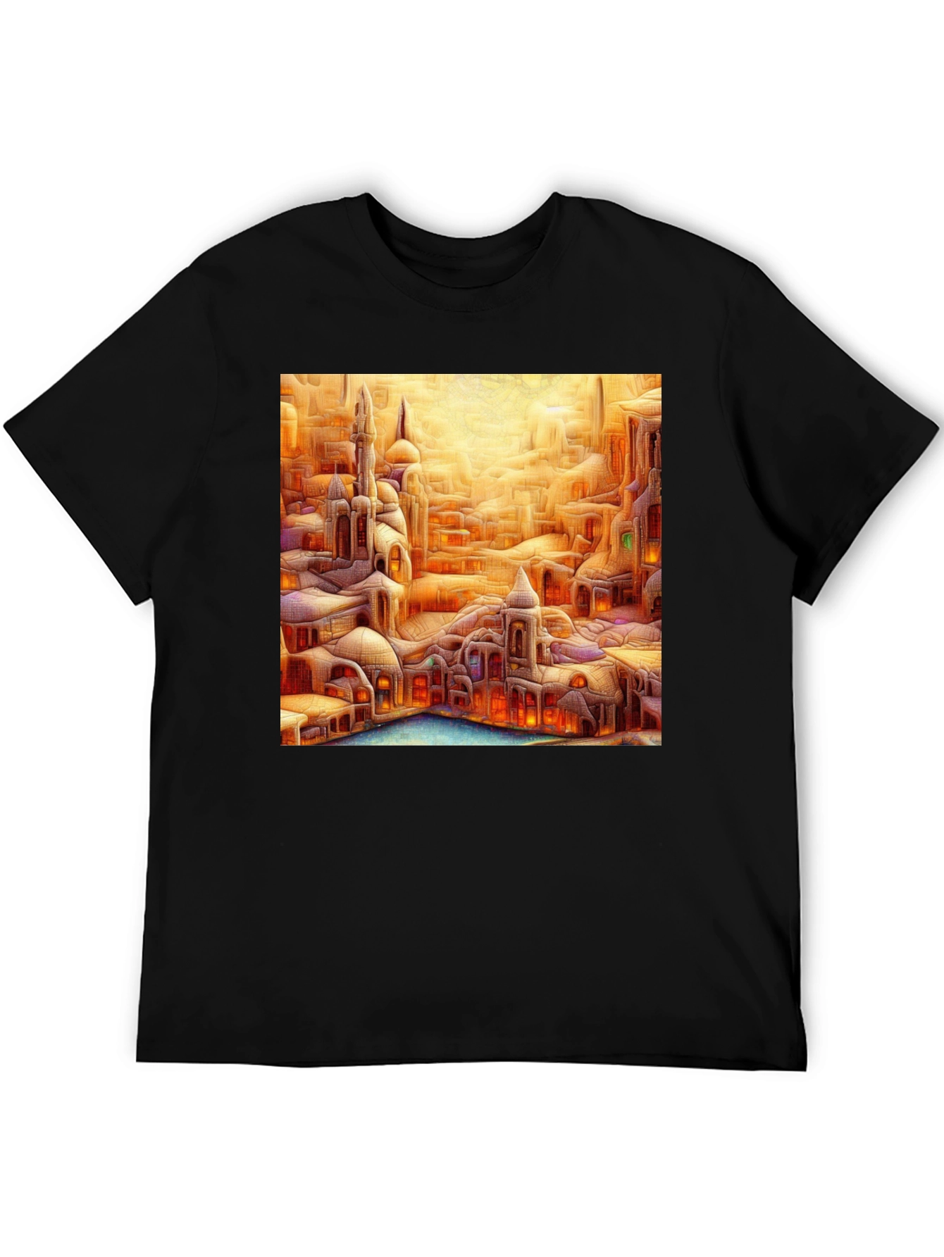 Fantasy Cityscape Graphic Tee - Unique Art T-Shirt