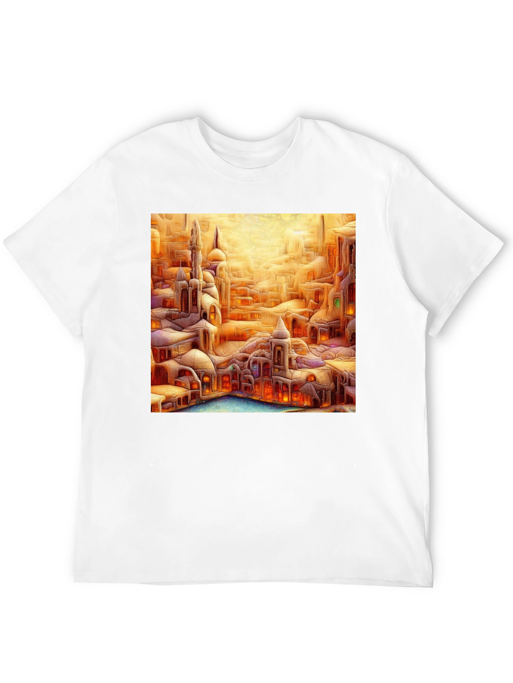 Fantasy Cityscape Graphic Tee - Unique Art T-Shirt