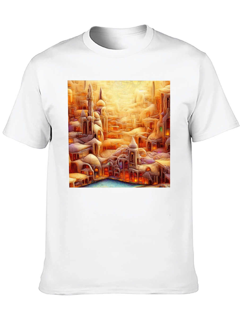 Fantasy Cityscape Graphic Tee - Unique Art T-Shirt