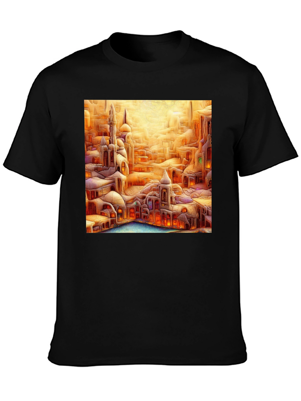 Fantasy Cityscape Graphic Tee - Unique Art T-Shirt