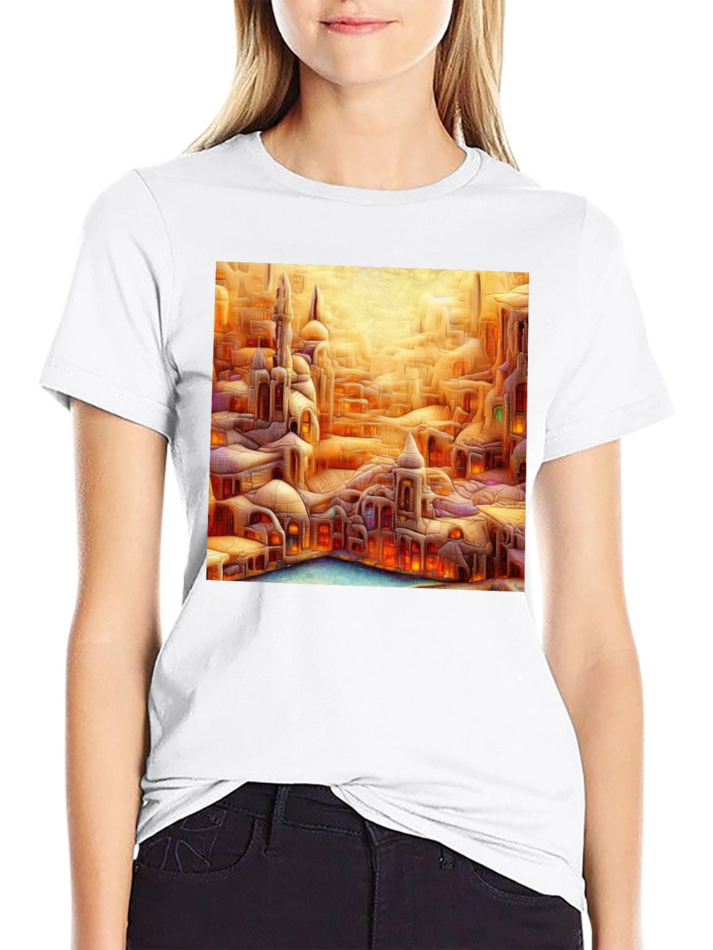 Fantasy Cityscape Graphic Tee - Unique Art T-Shirt