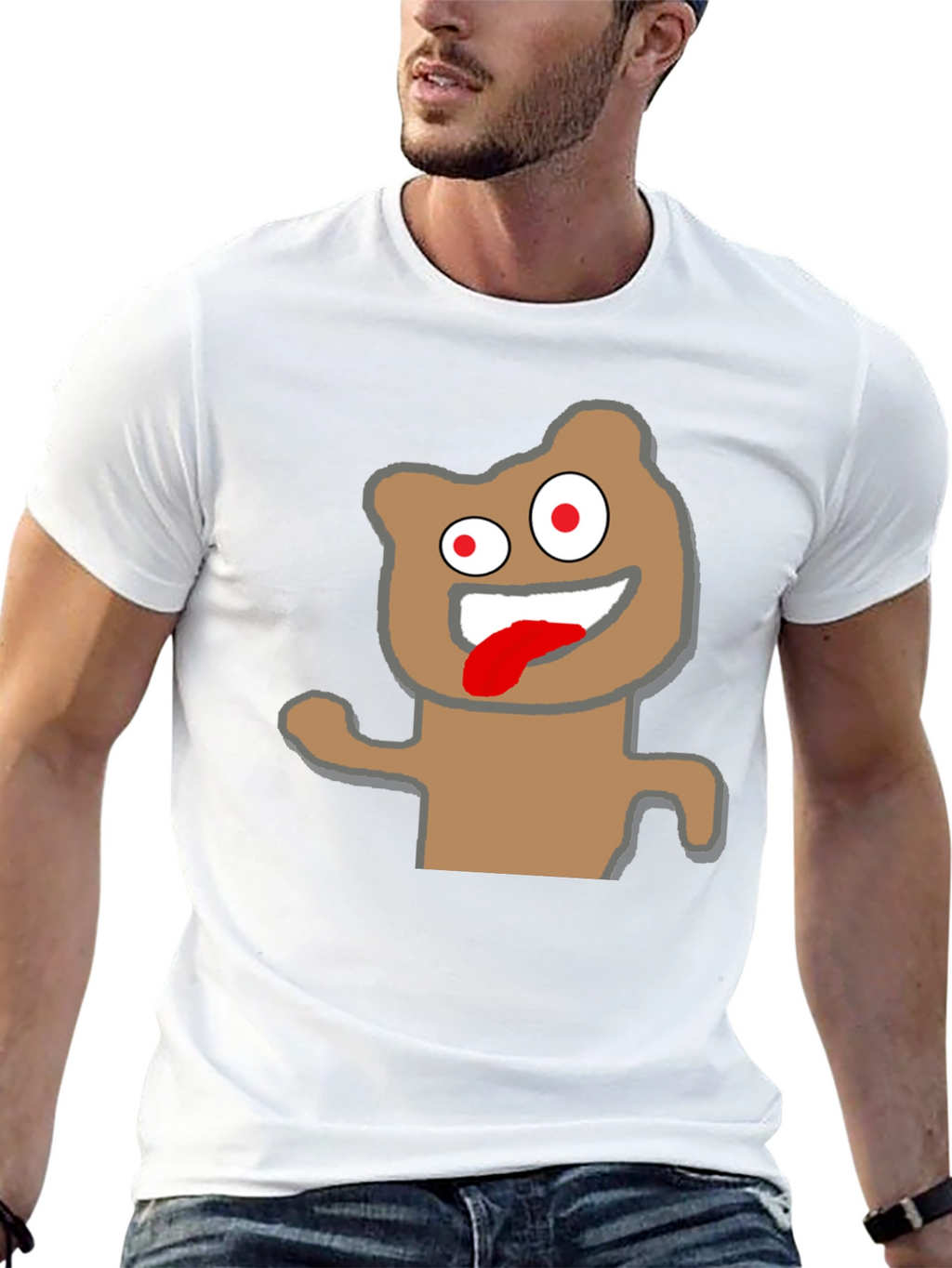Crazy Cartoon Bear Black T-Shirt