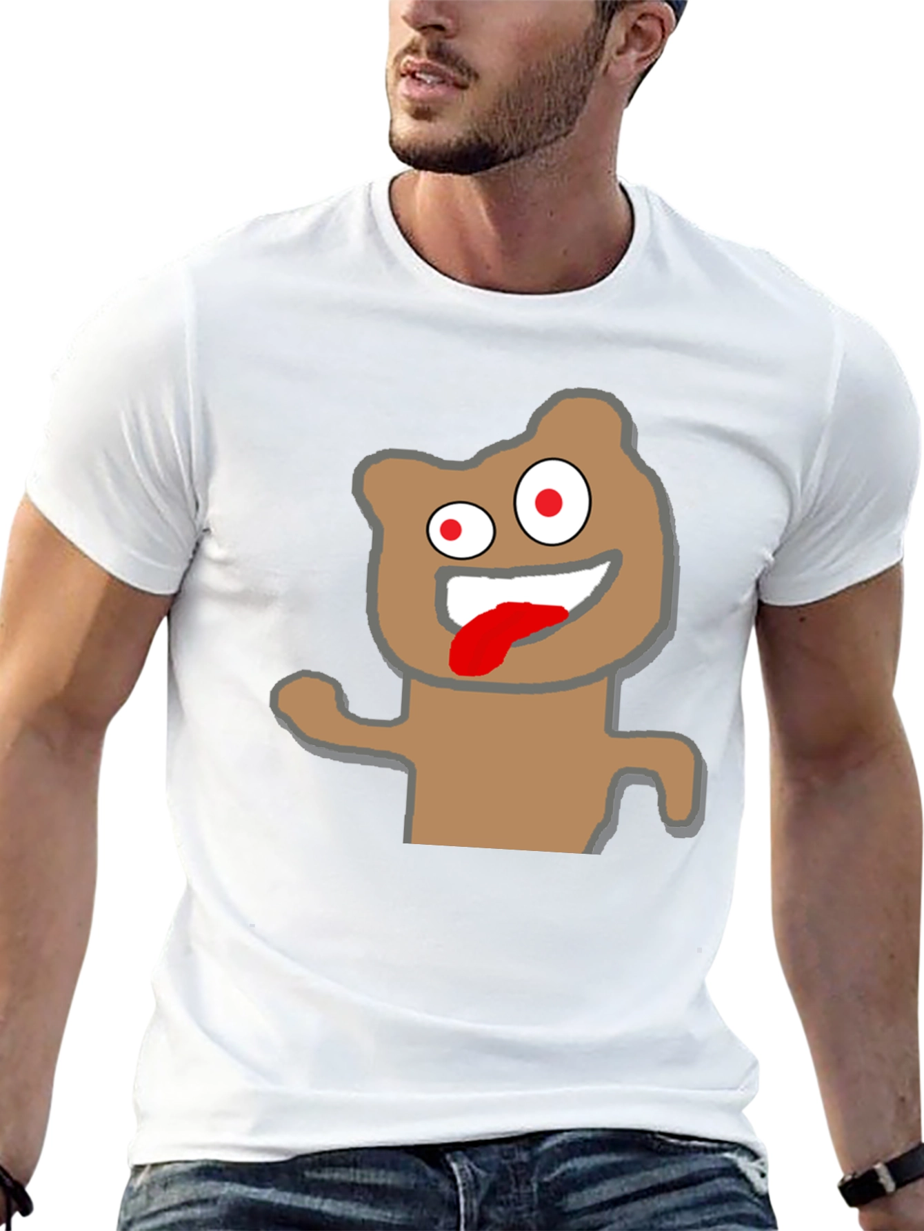 Crazy Cartoon Bear Black T-Shirt
