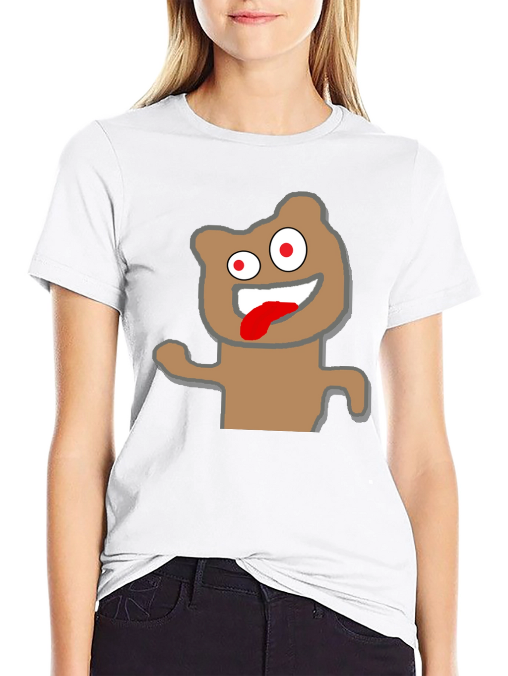 Crazy Cartoon Bear Black T-Shirt