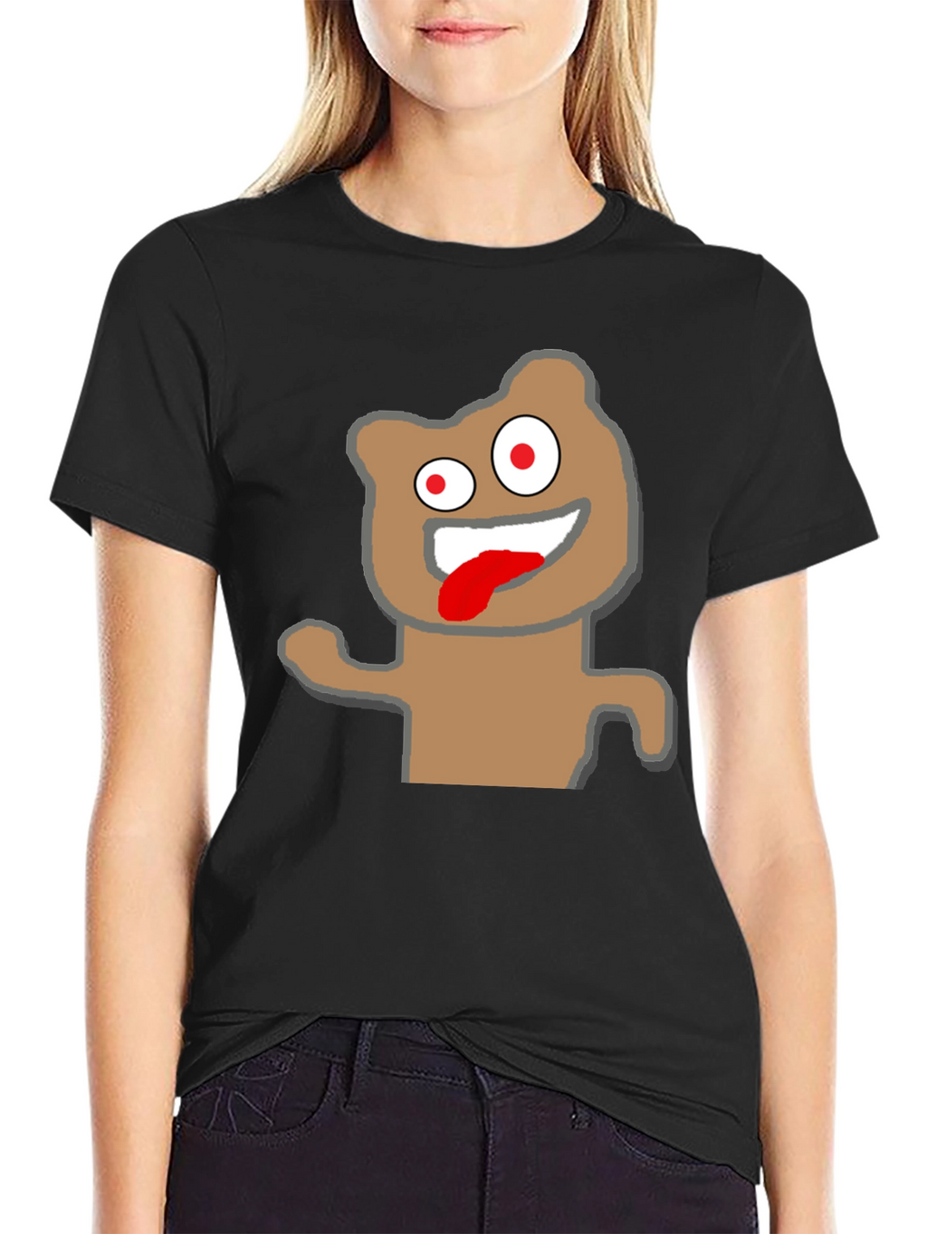 Crazy Cartoon Bear Black T-Shirt