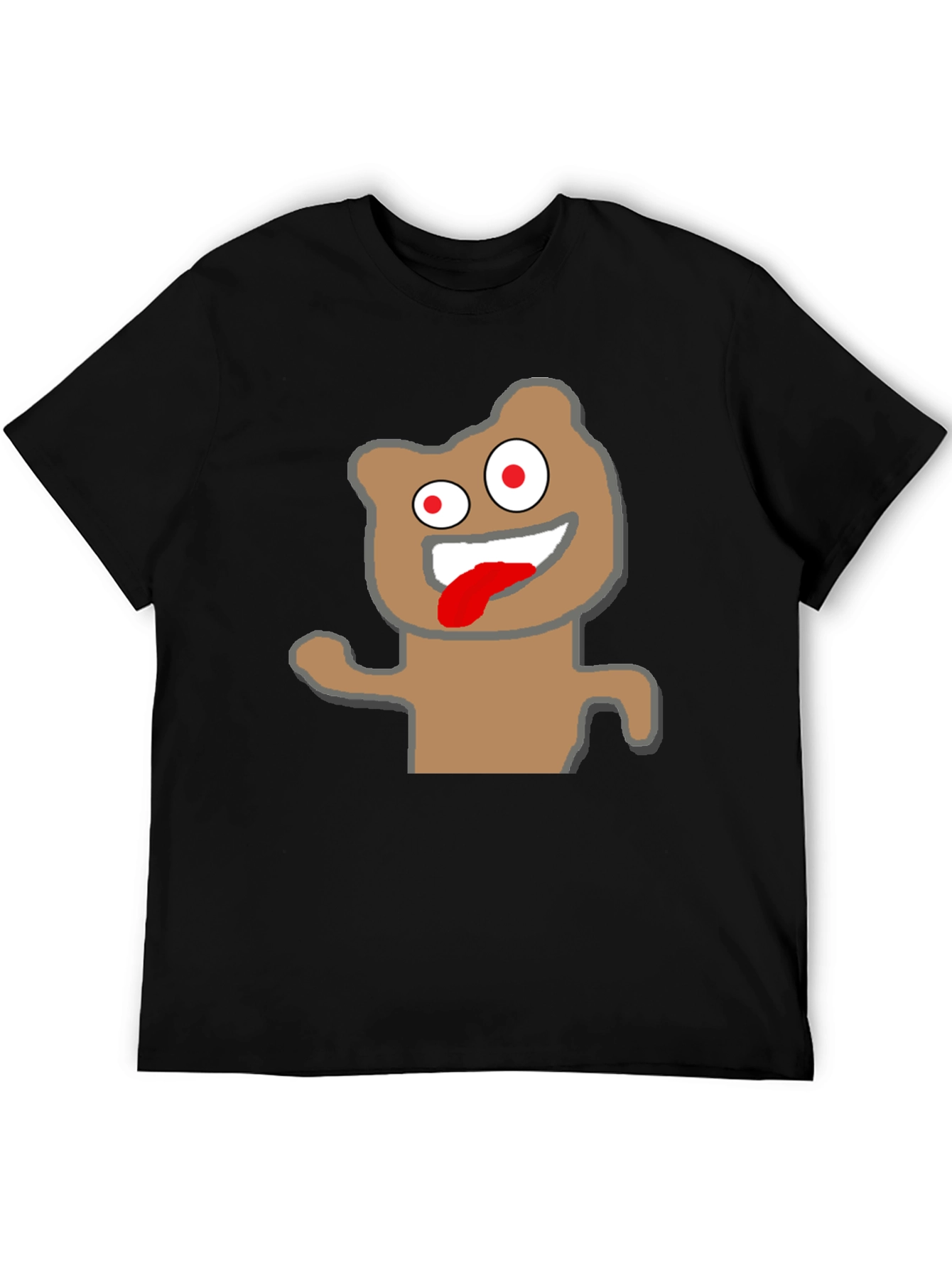 Crazy Cartoon Bear Black T-Shirt