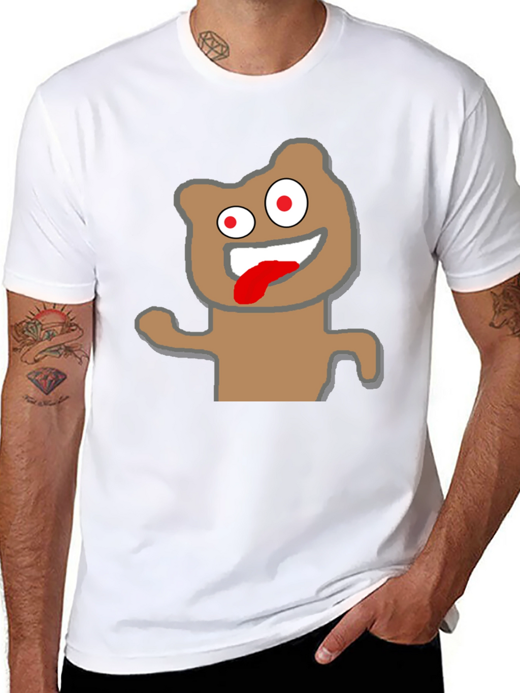 Crazy Cartoon Bear Black T-Shirt