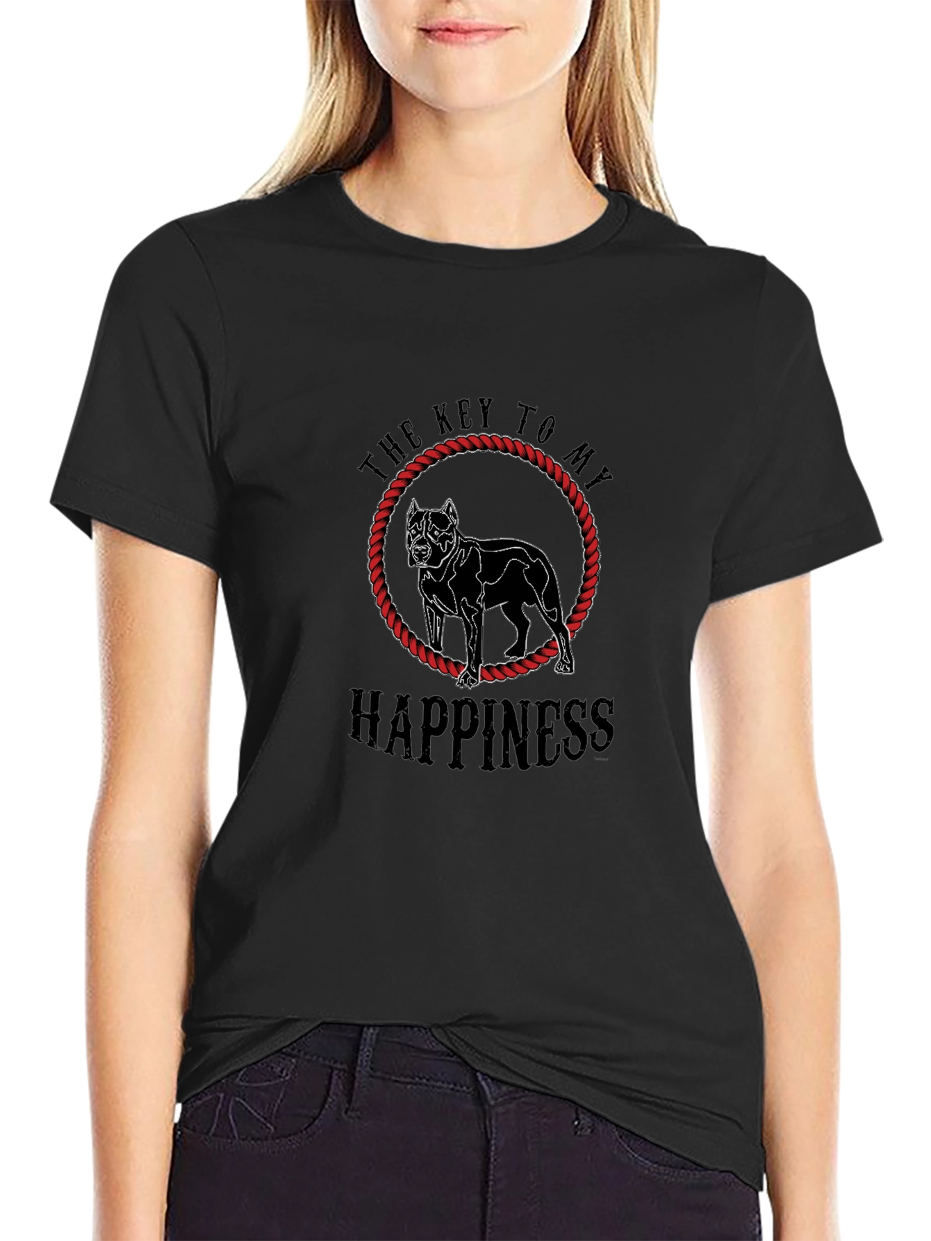 Dog Lovers Happiness Graphic Tee - Black