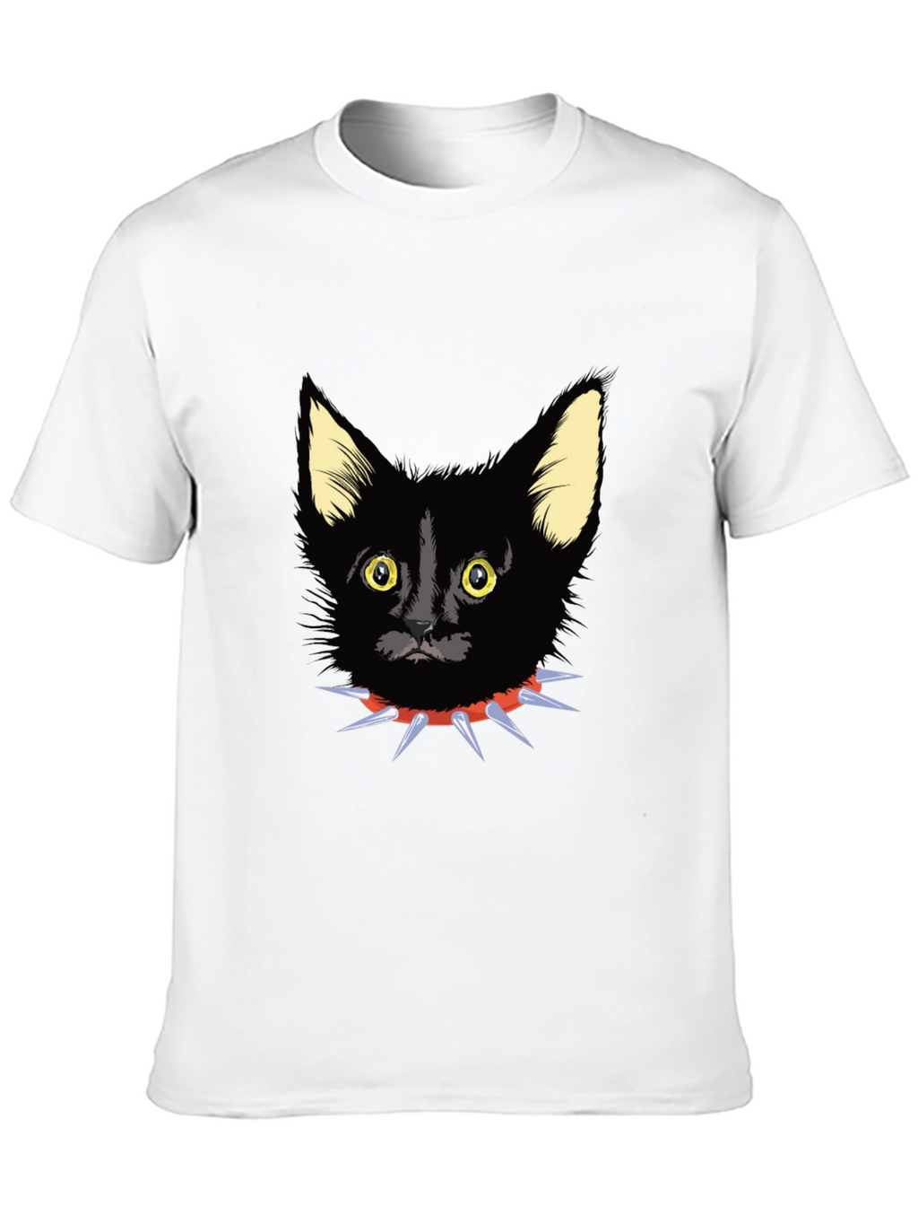 Black Cat Spike Collar Graphic Tee