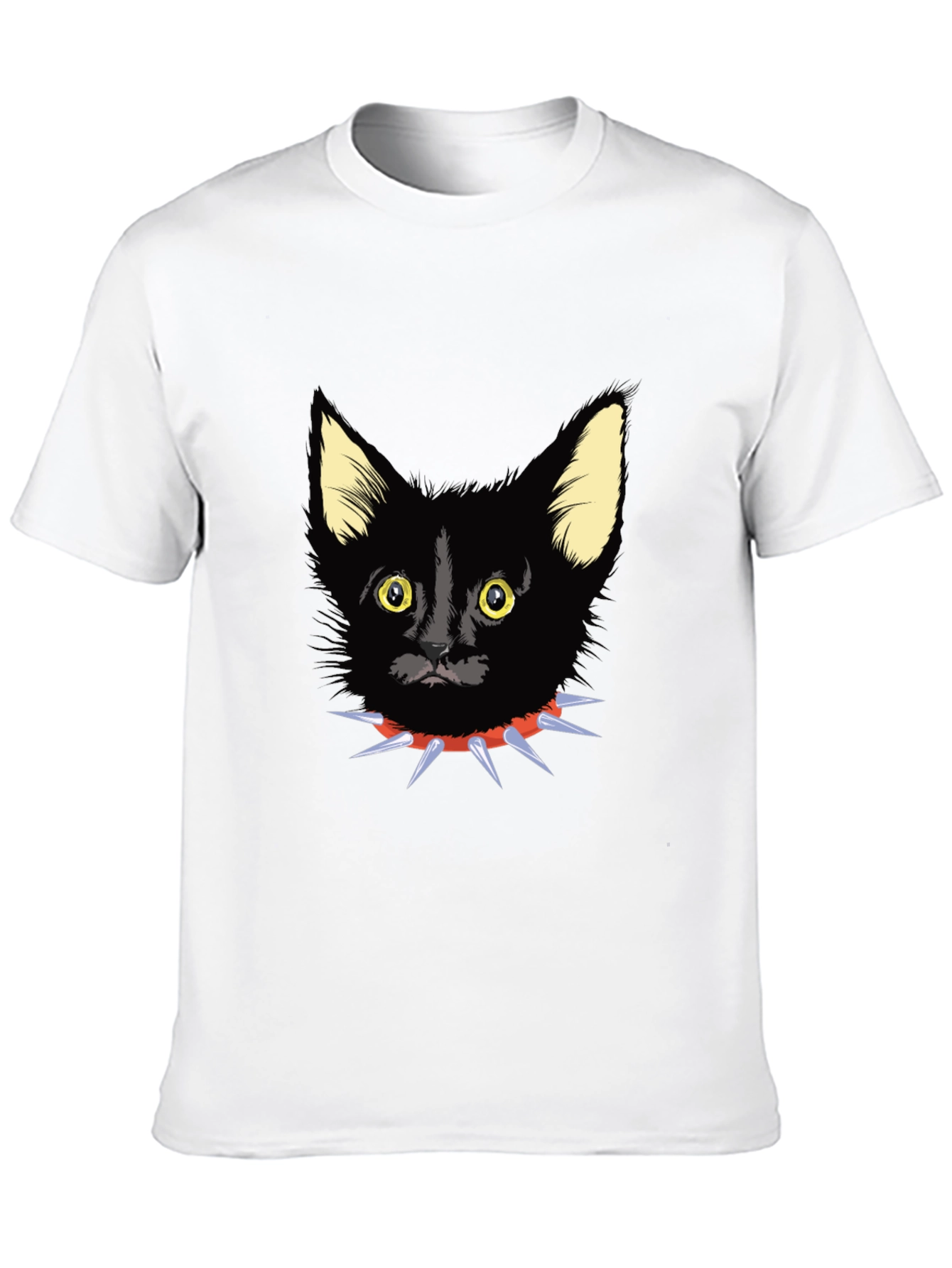 Black Cat Spike Collar Graphic Tee