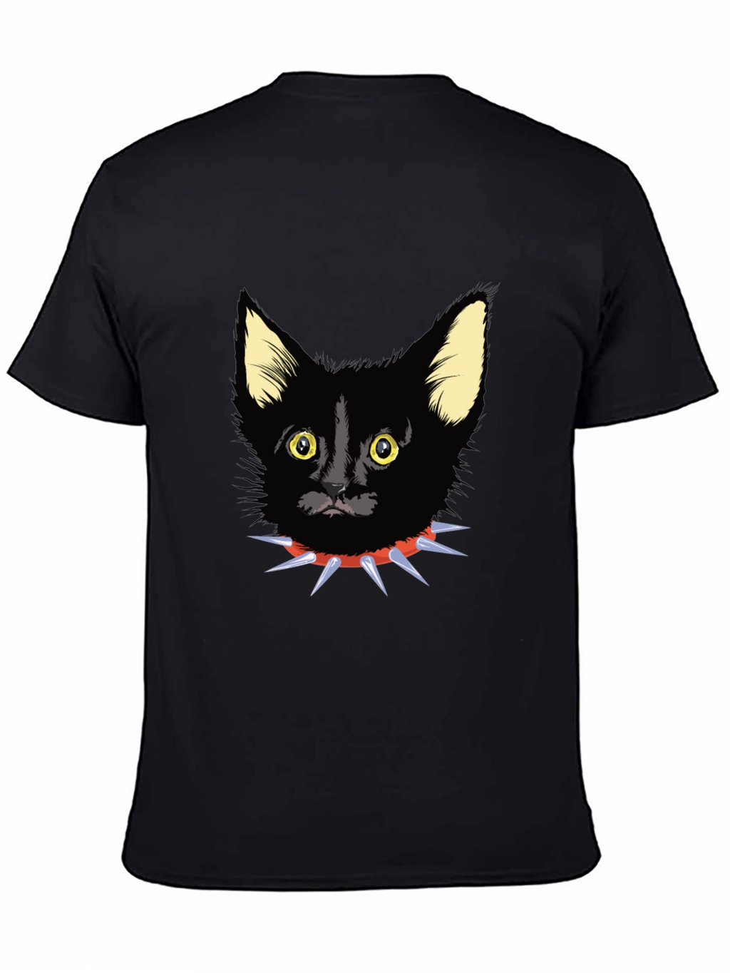 Black Cat Spike Collar Graphic Tee