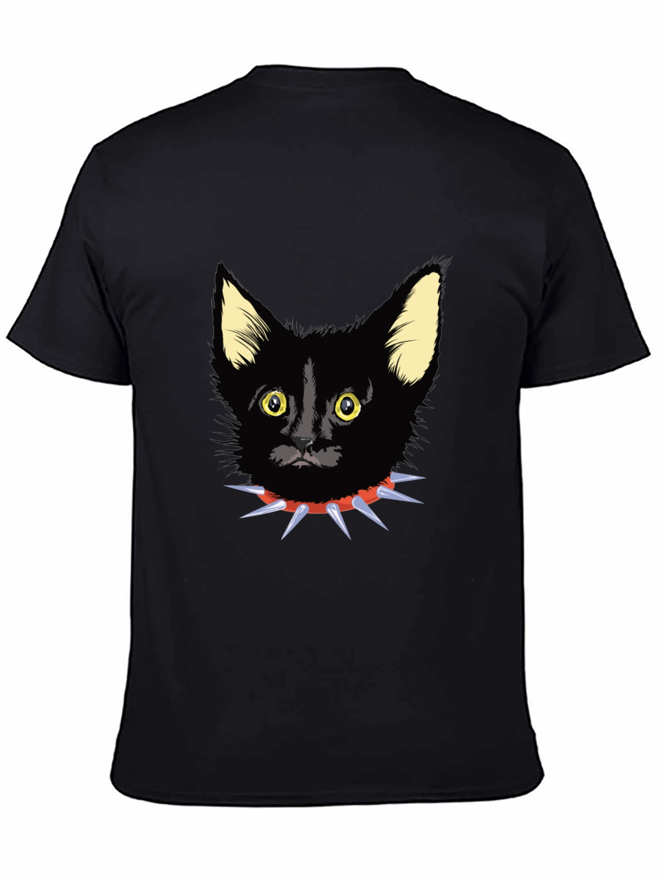Black Cat Spike Collar Graphic Tee