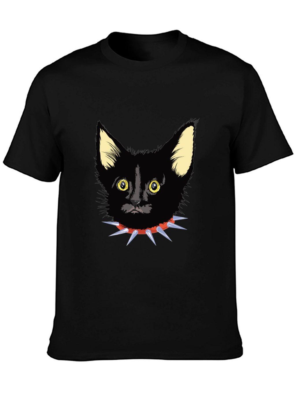 Black Cat Spike Collar Graphic Tee