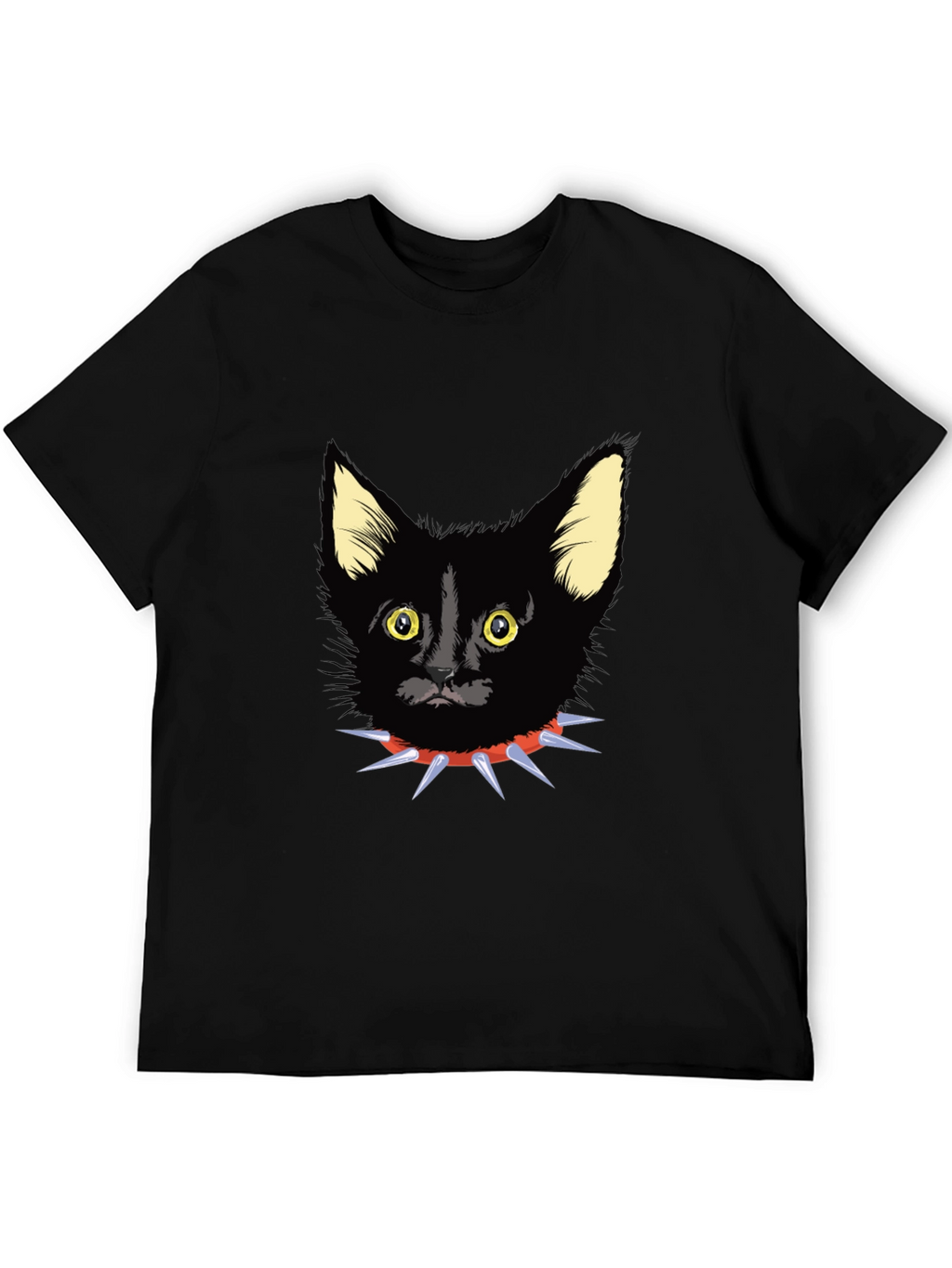 Black Cat Spike Collar Graphic Tee