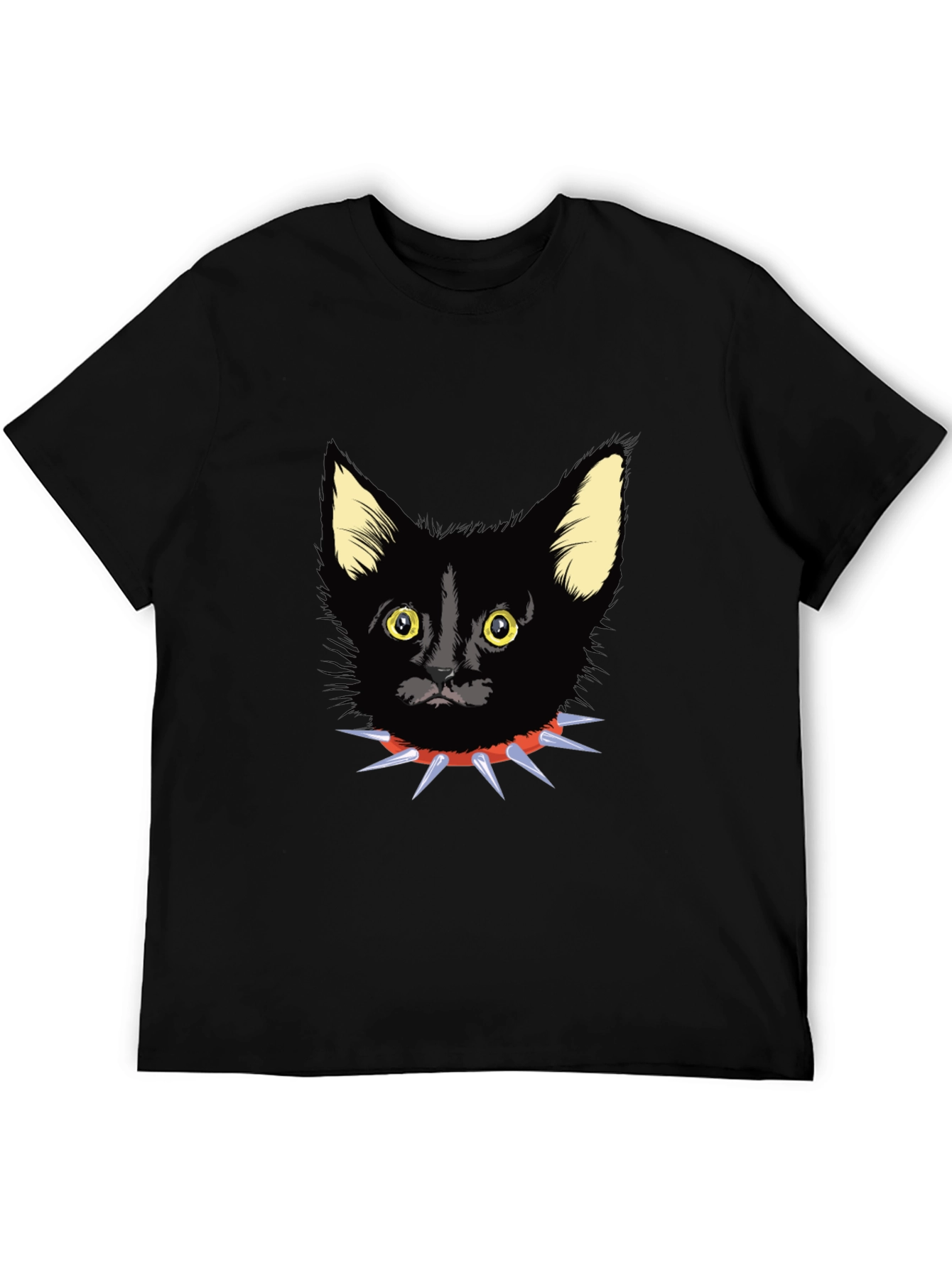 Black Cat Spike Collar Graphic Tee