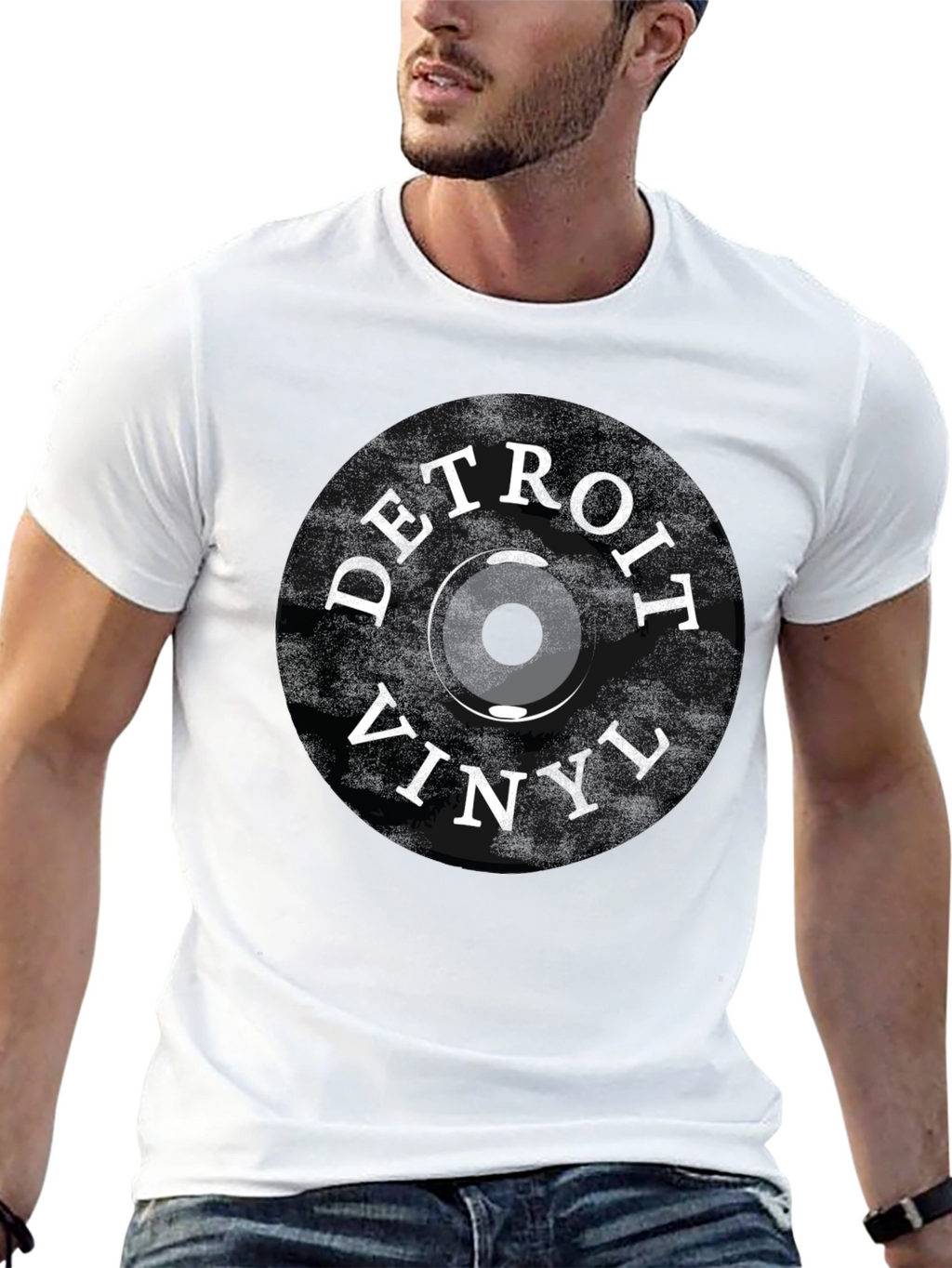 Detroit Vinyl Record T-Shirt - Black