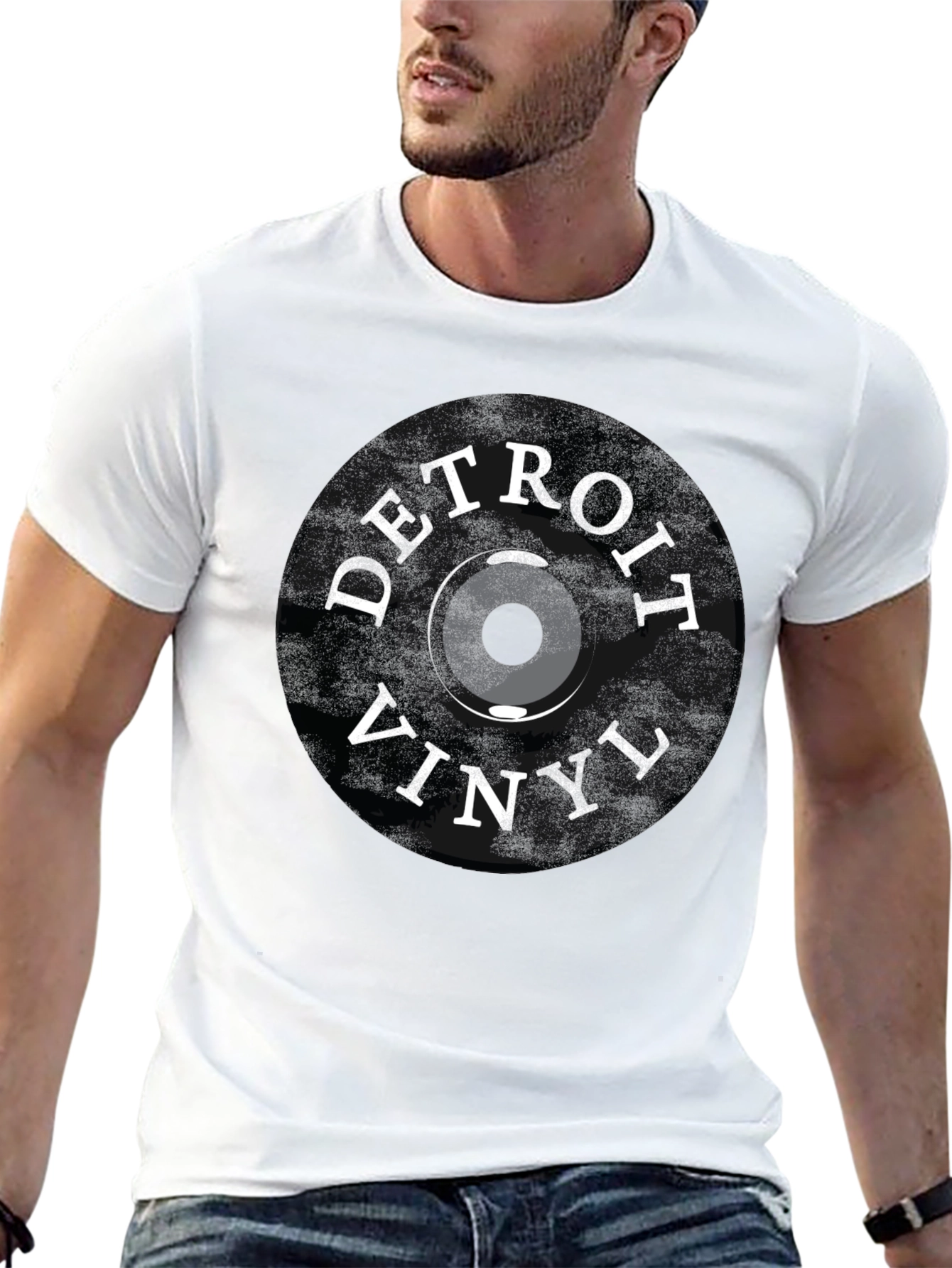 Detroit Vinyl Record T-Shirt - Black