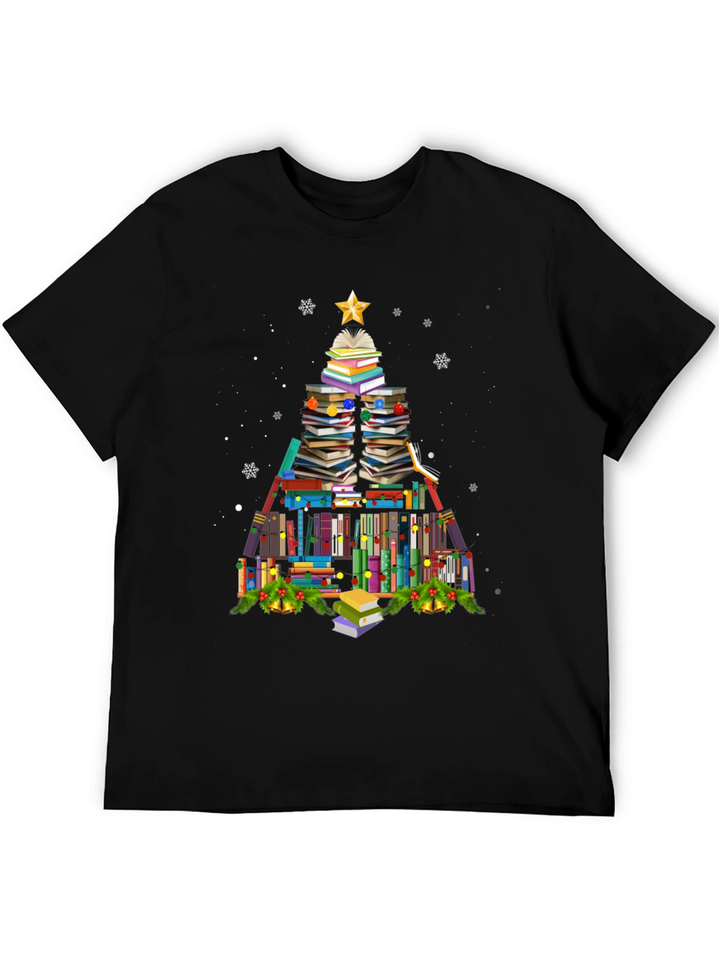 Book Christmas Tree T-Shirt Holiday Tee