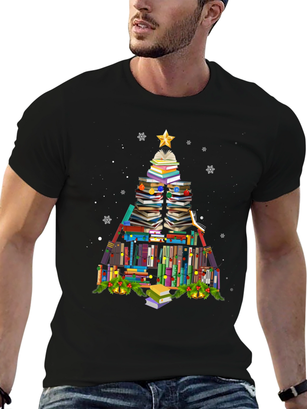 Book Christmas Tree T-Shirt Holiday Tee