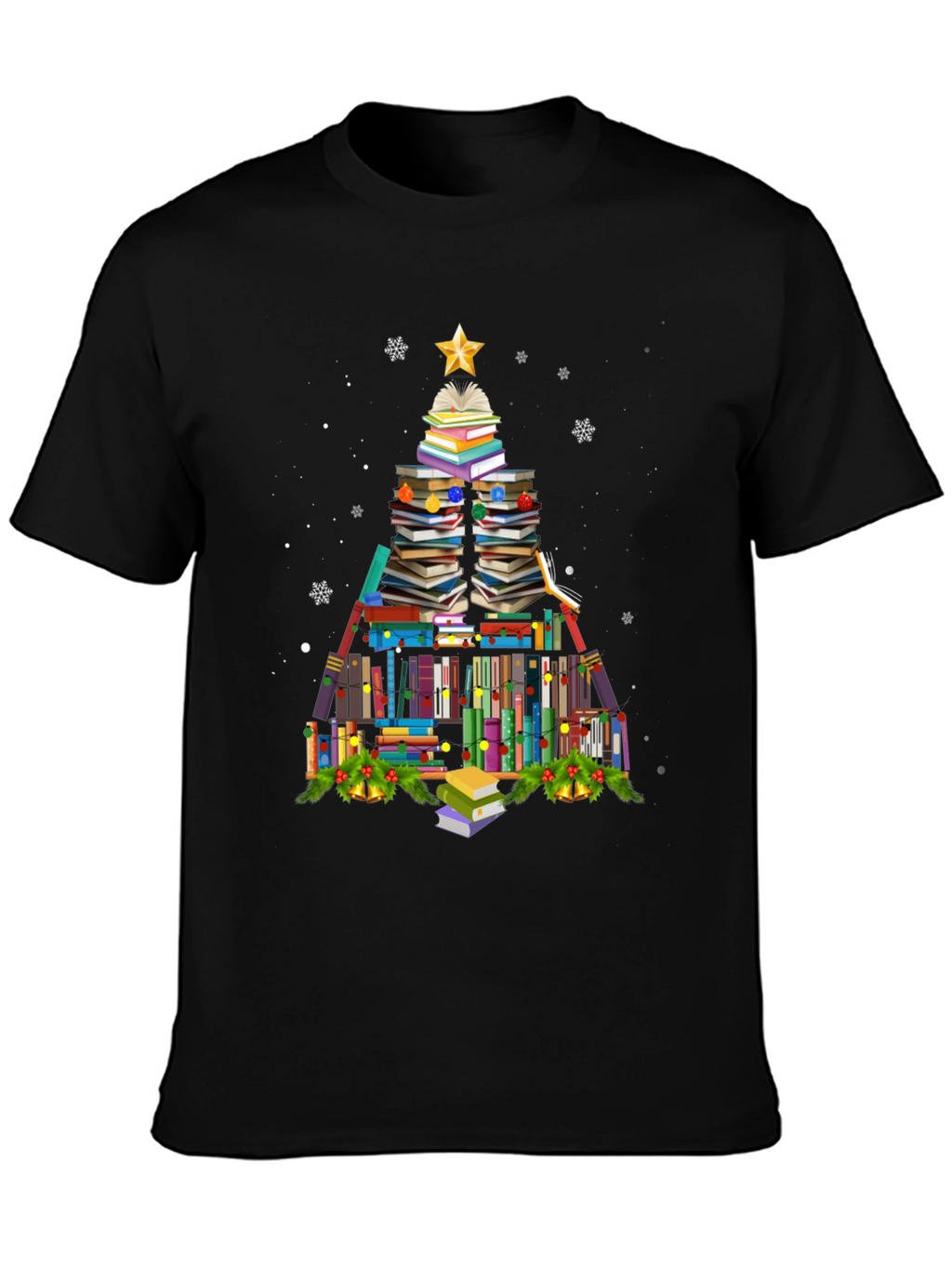 Book Christmas Tree T-Shirt Holiday Tee