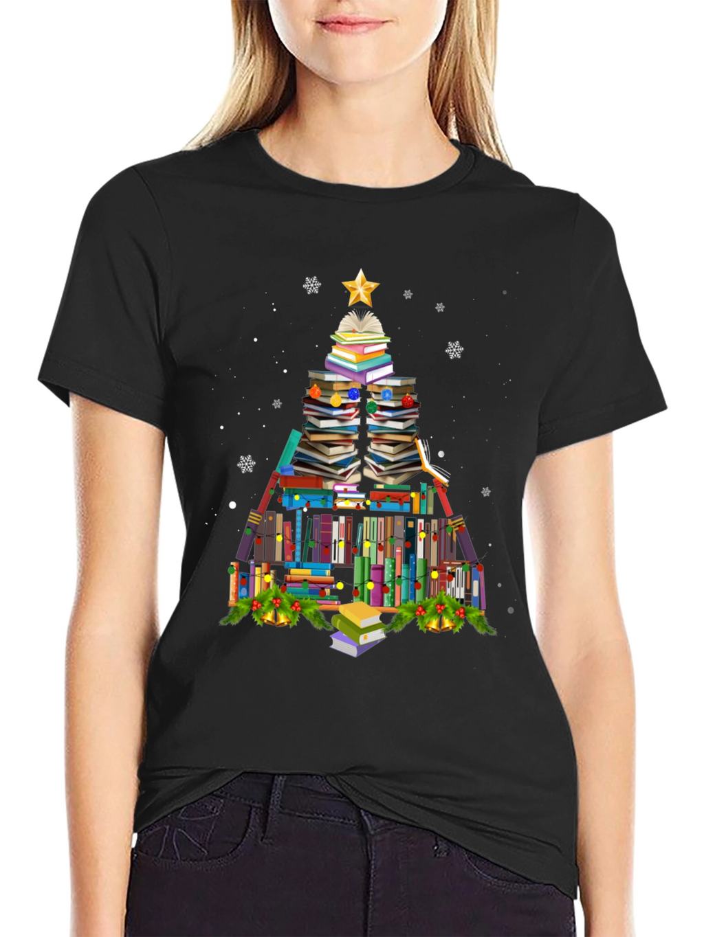 Book Christmas Tree T-Shirt Holiday Tee