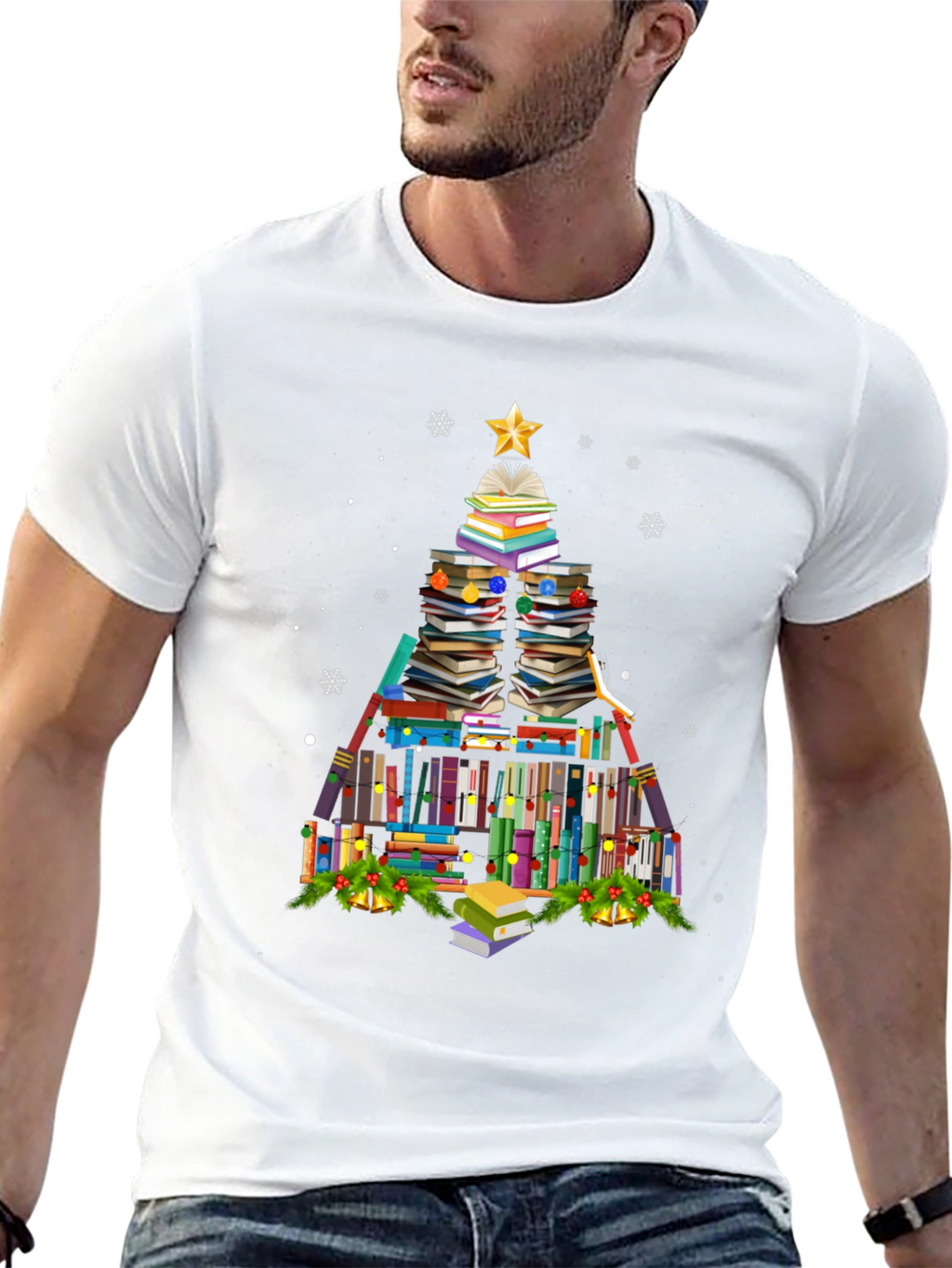 Book Christmas Tree T-Shirt Holiday Tee