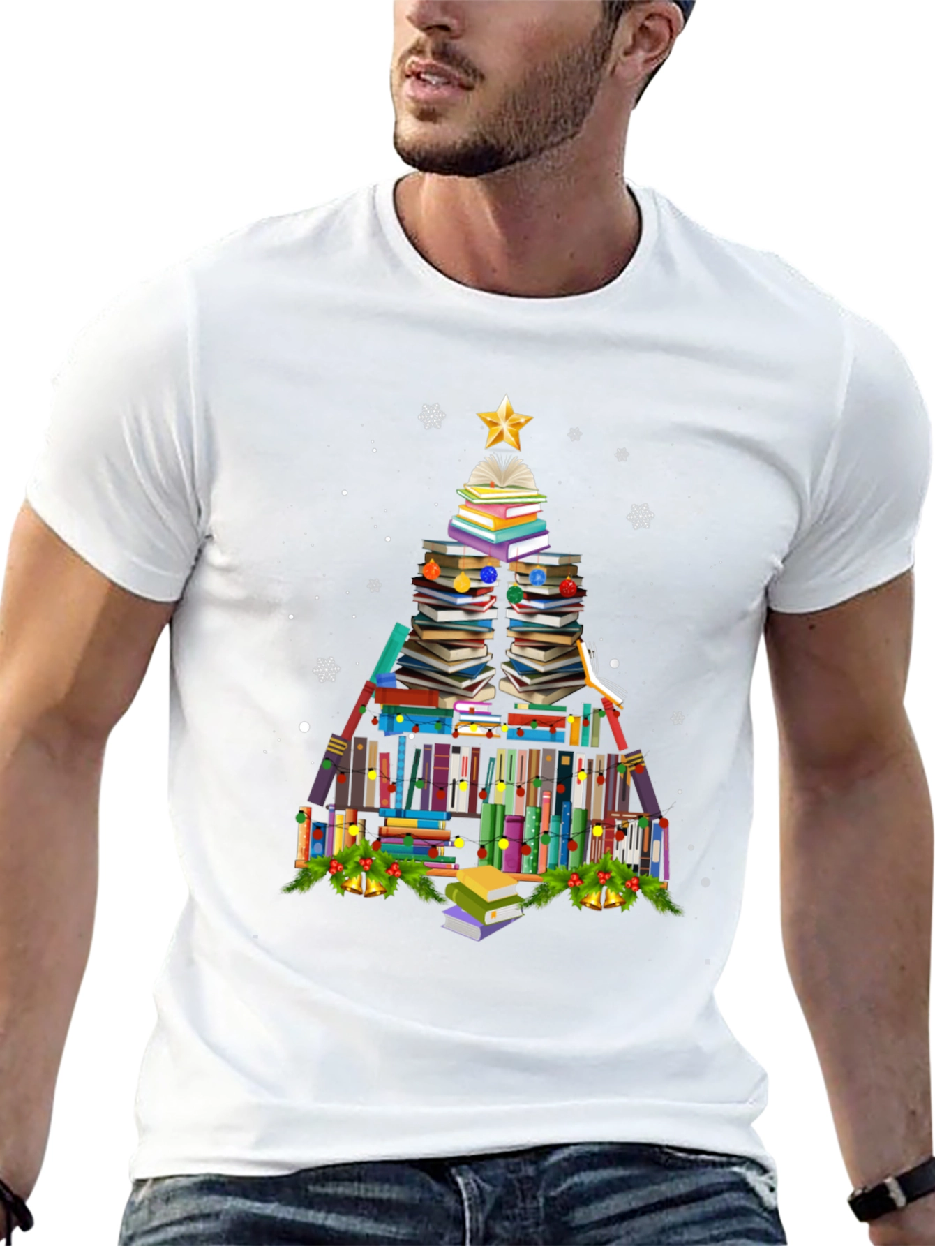 Book Christmas Tree T-Shirt Holiday Tee