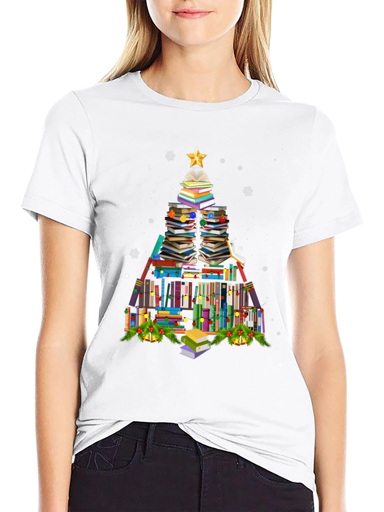 Book Christmas Tree T-Shirt Holiday Tee