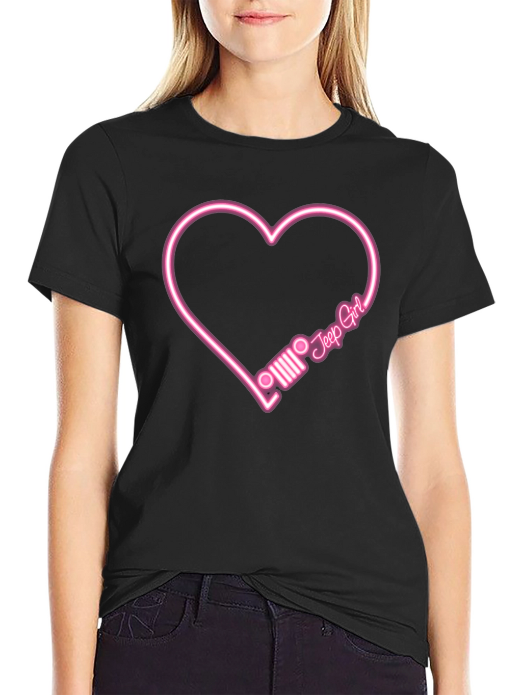 Jeep Girl Heart T-Shirt - Black