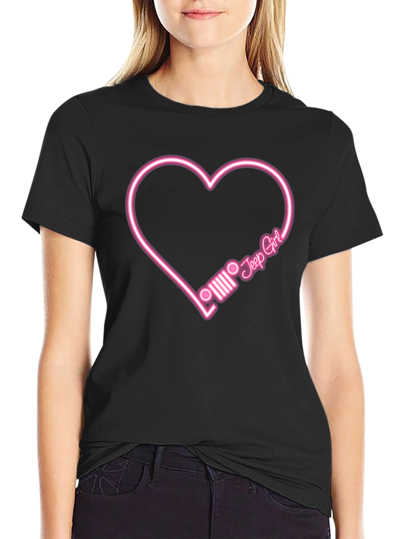 Jeep Girl Heart T-Shirt - Black