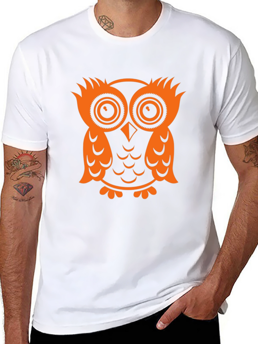Owl Graphic Tee - Black Cotton T-Shirt