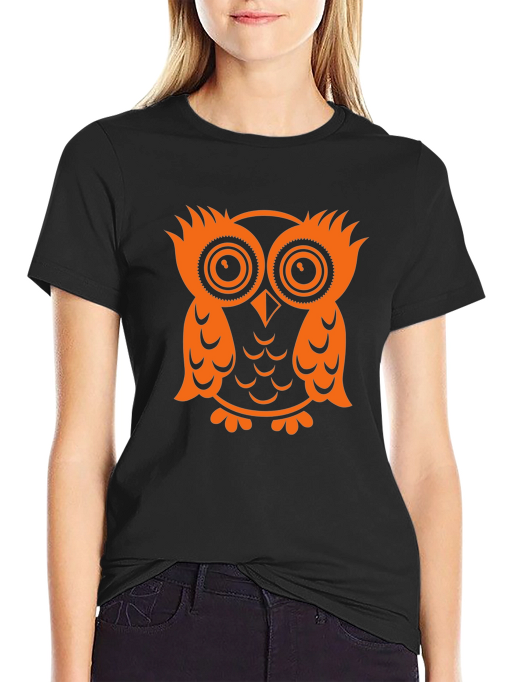 Owl Graphic Tee - Black Cotton T-Shirt