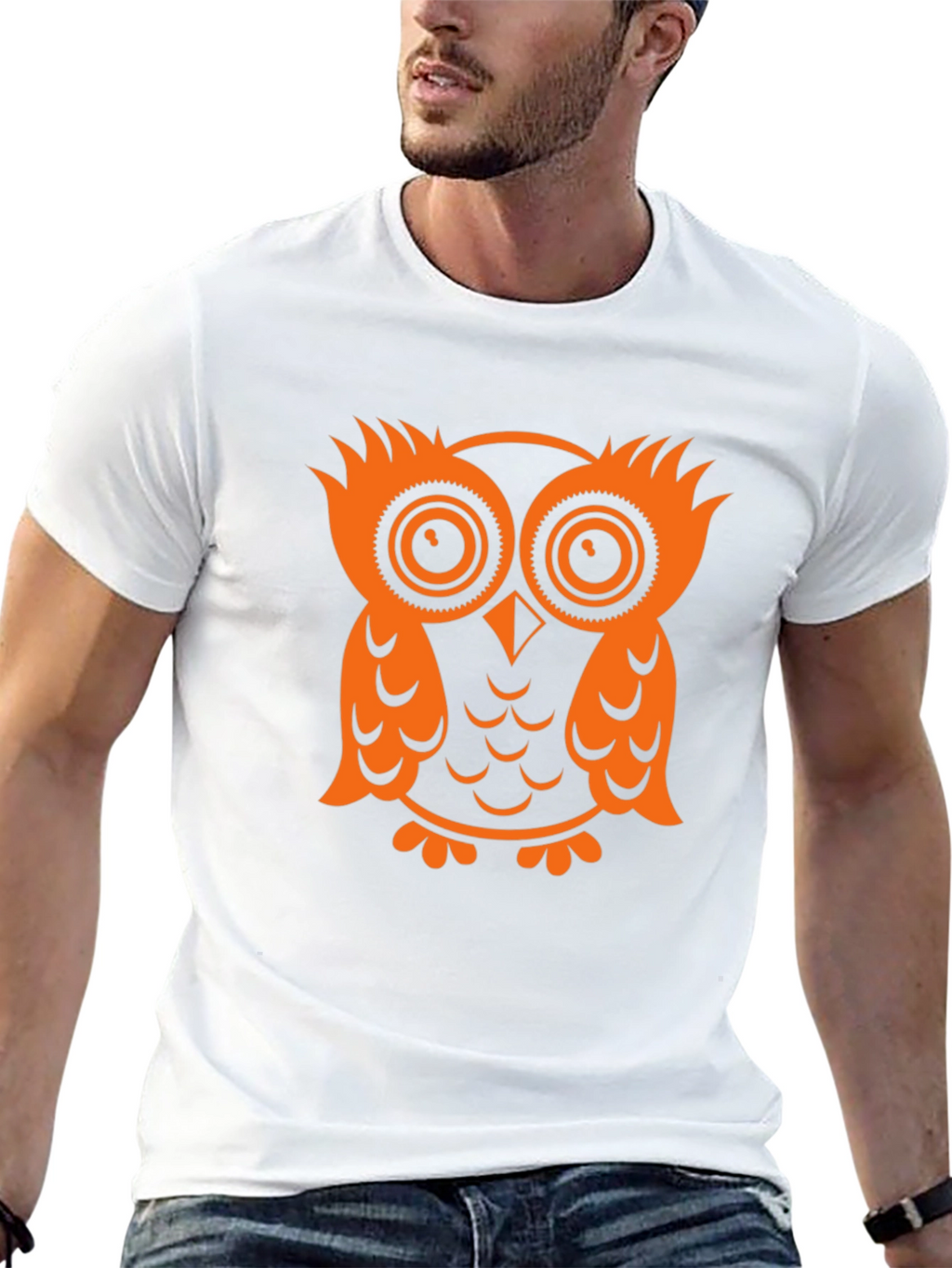 Owl Graphic Tee - Black Cotton T-Shirt