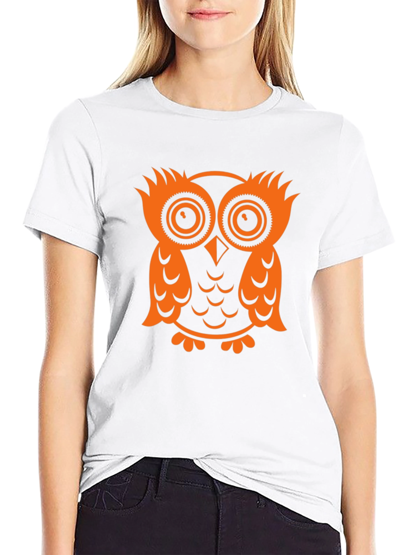 Owl Graphic Tee - Black Cotton T-Shirt