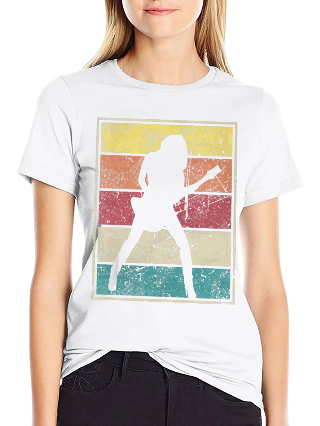 Retro Guitarist Graphic T-Shirt - Black
