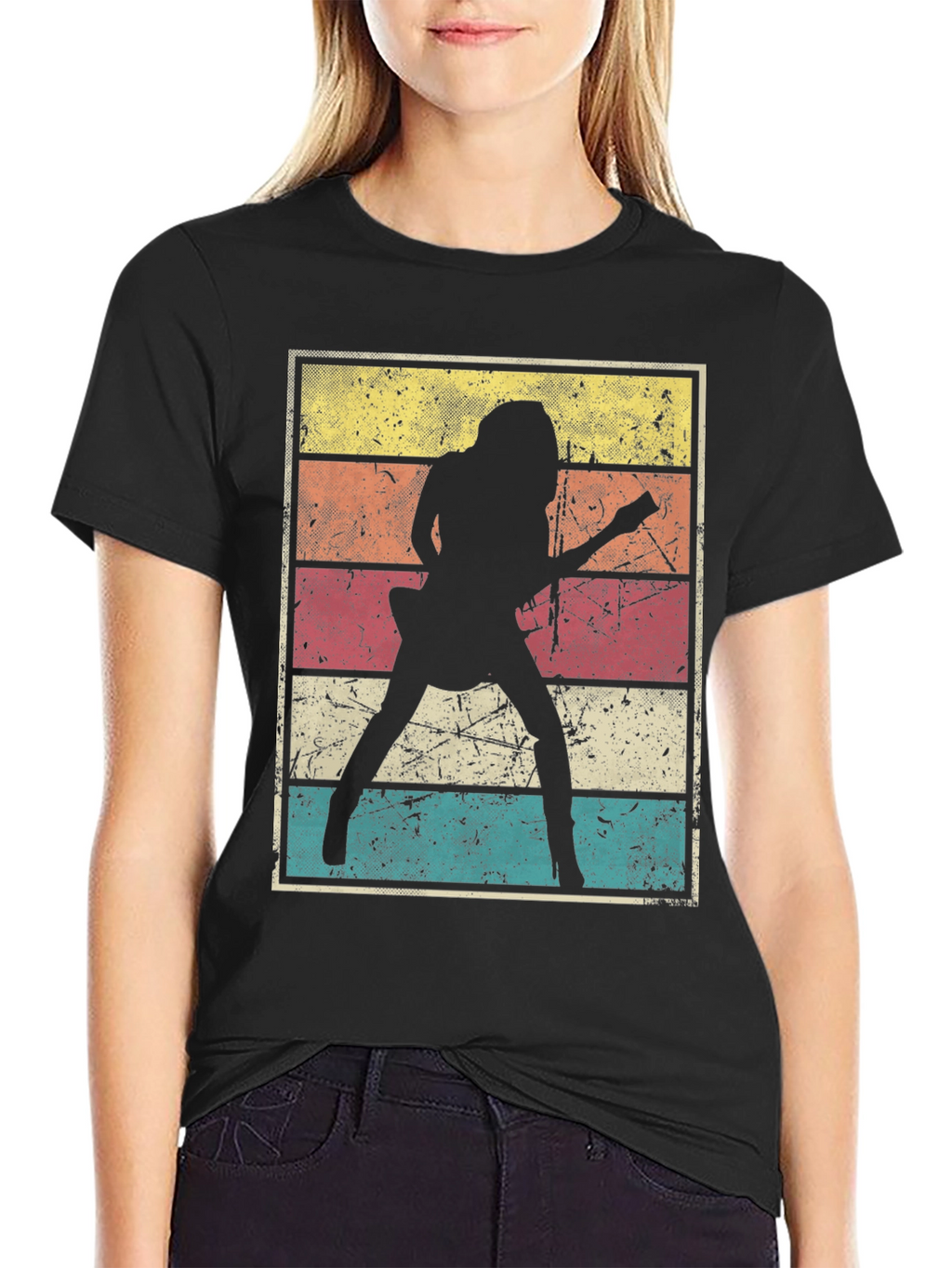 Retro Guitarist Graphic T-Shirt - Black
